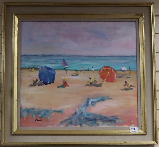 John Pawle (1915-2010), oil on canvas, Plage de Gigaro, St Tropez, Fosse Gallery label verso, 55 x 60cm